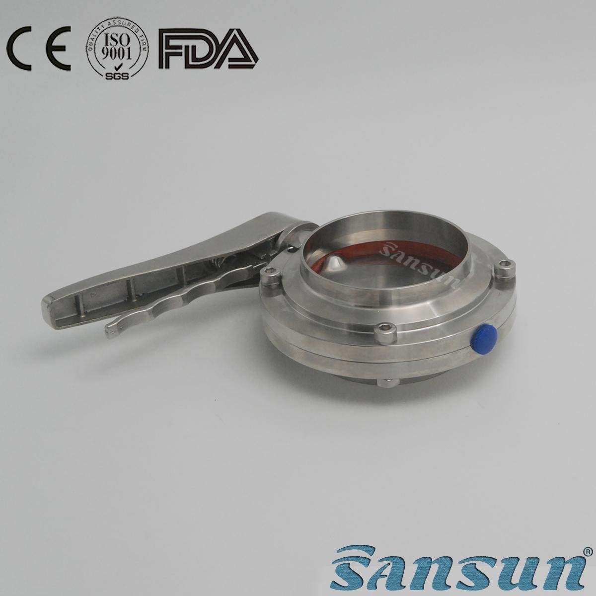 Stainless Steel Food Grade Sanitary Hygienic Manual Welded Butterfly Valve 3