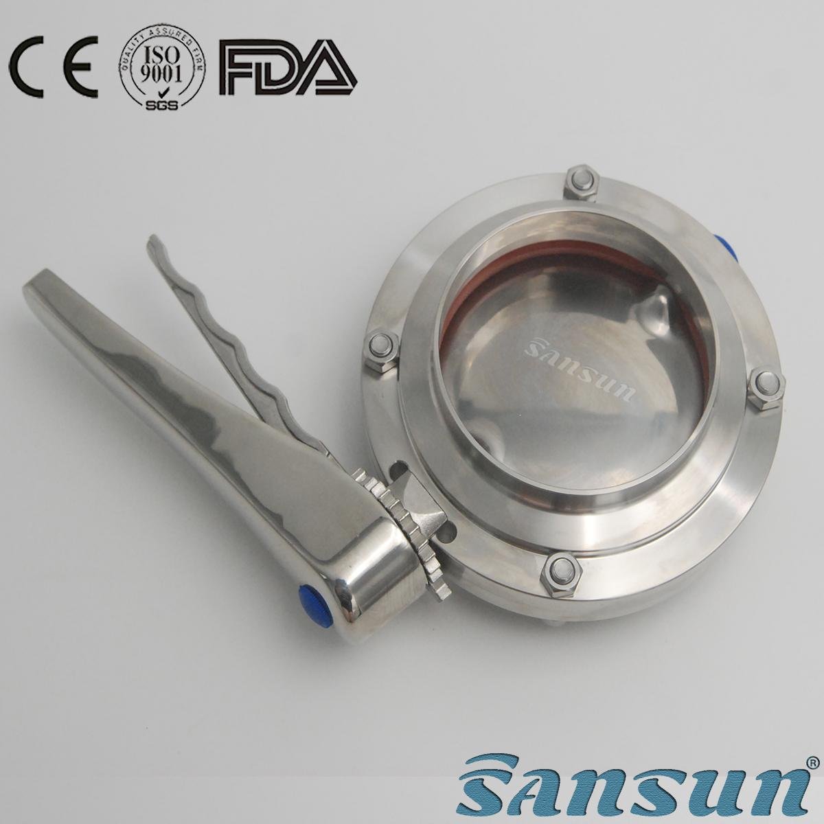 Stainless Steel Food Grade Sanitary Hygienic Manual Welded Butterfly Valve 4