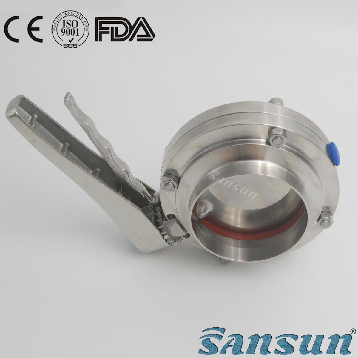 Stainless Steel Food Grade Sanitary Hygienic Manual Welded Butterfly Valve 5