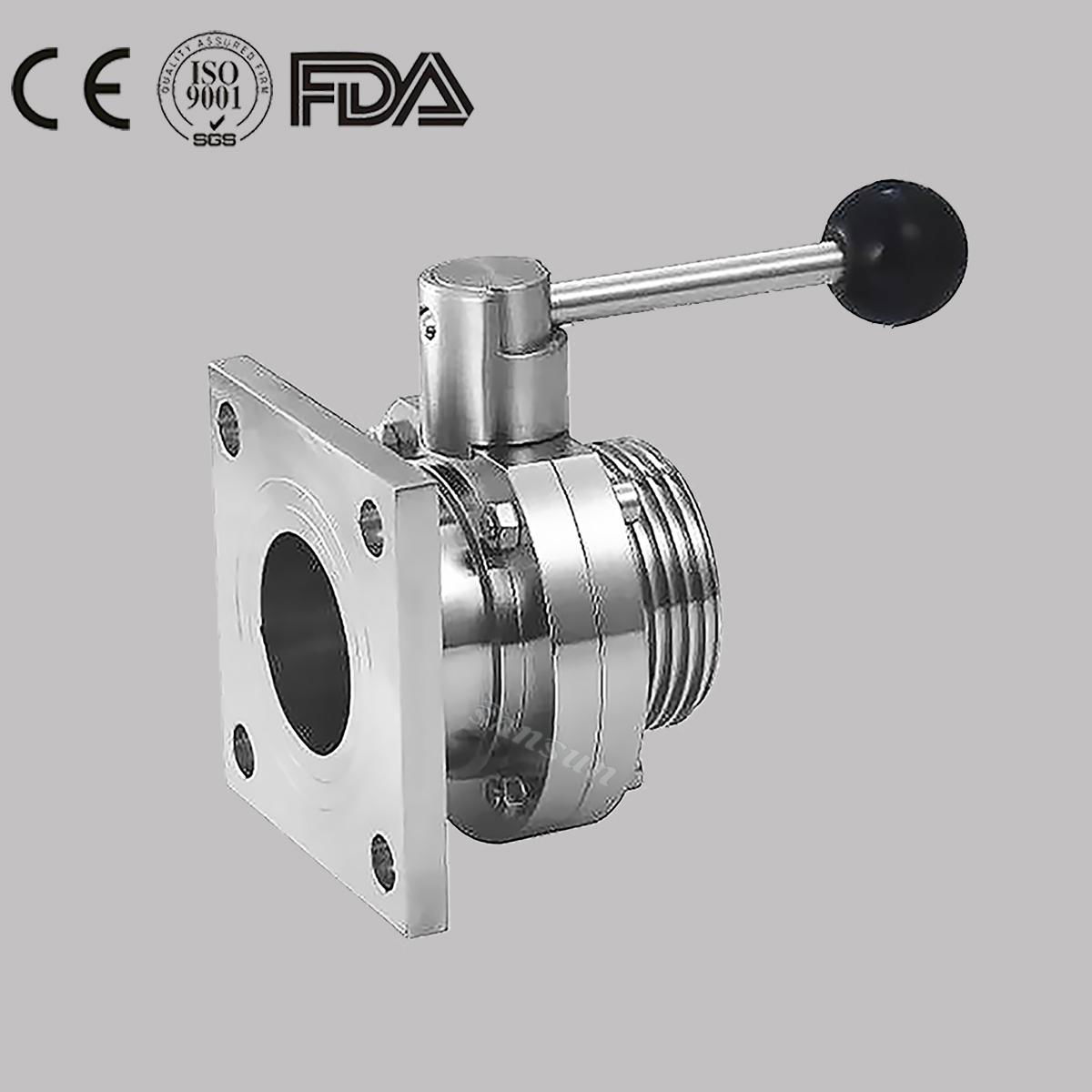 Stainless Steel Food Grade Sanitary Hygienic Manual Flange Male Butterfly Valve