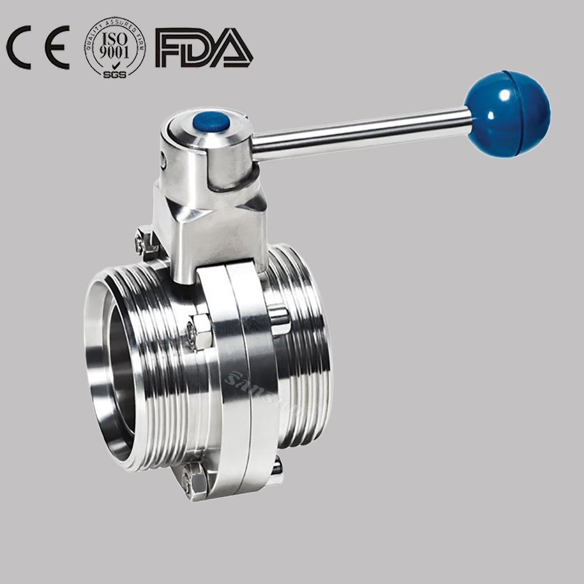 Stainless Steel Food Grade Sanitary Hygienic Manual Flange Male Butterfly Valve 3