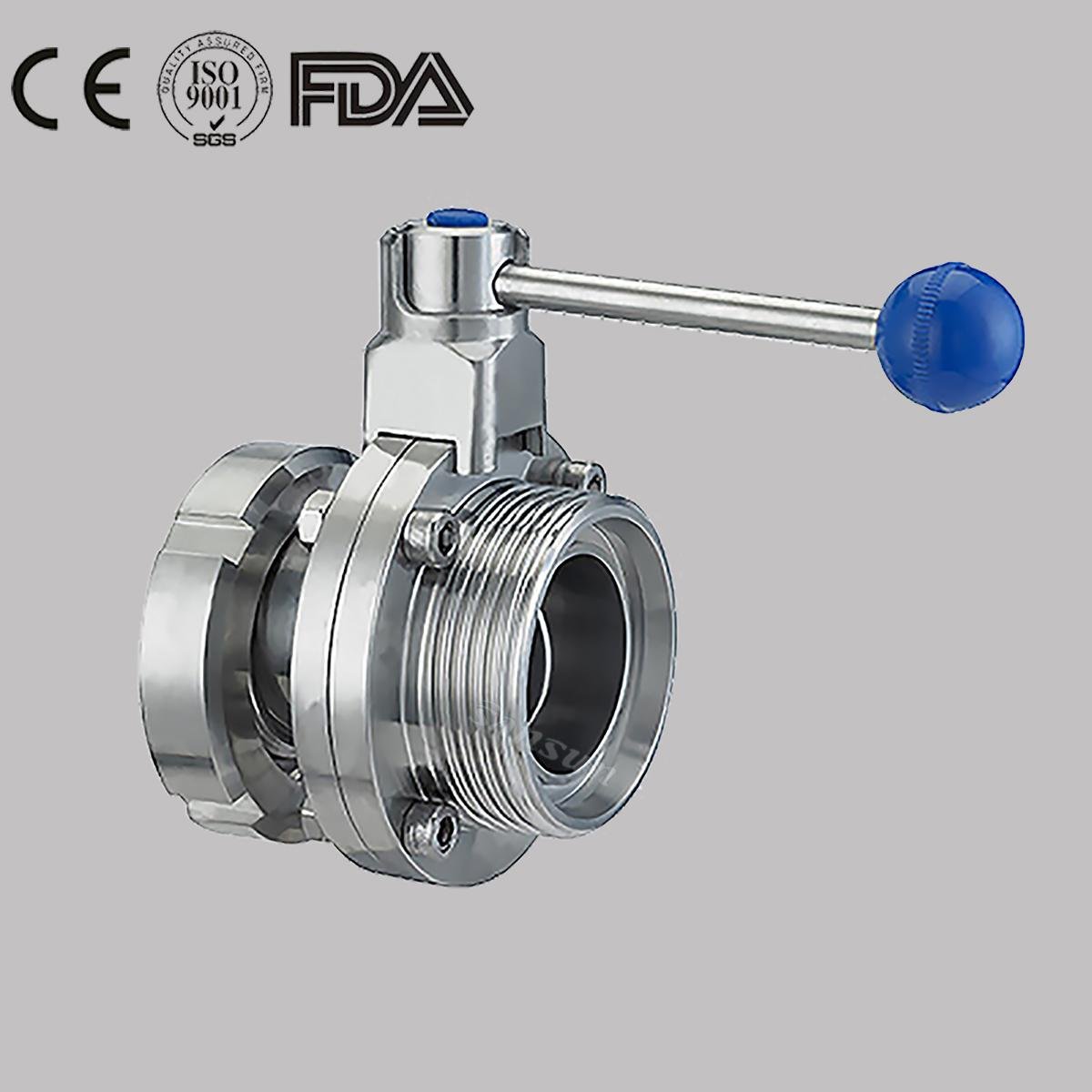 Stainless Steel Food Grade Sanitary Hygienic Manual Flange Male Butterfly Valve 4