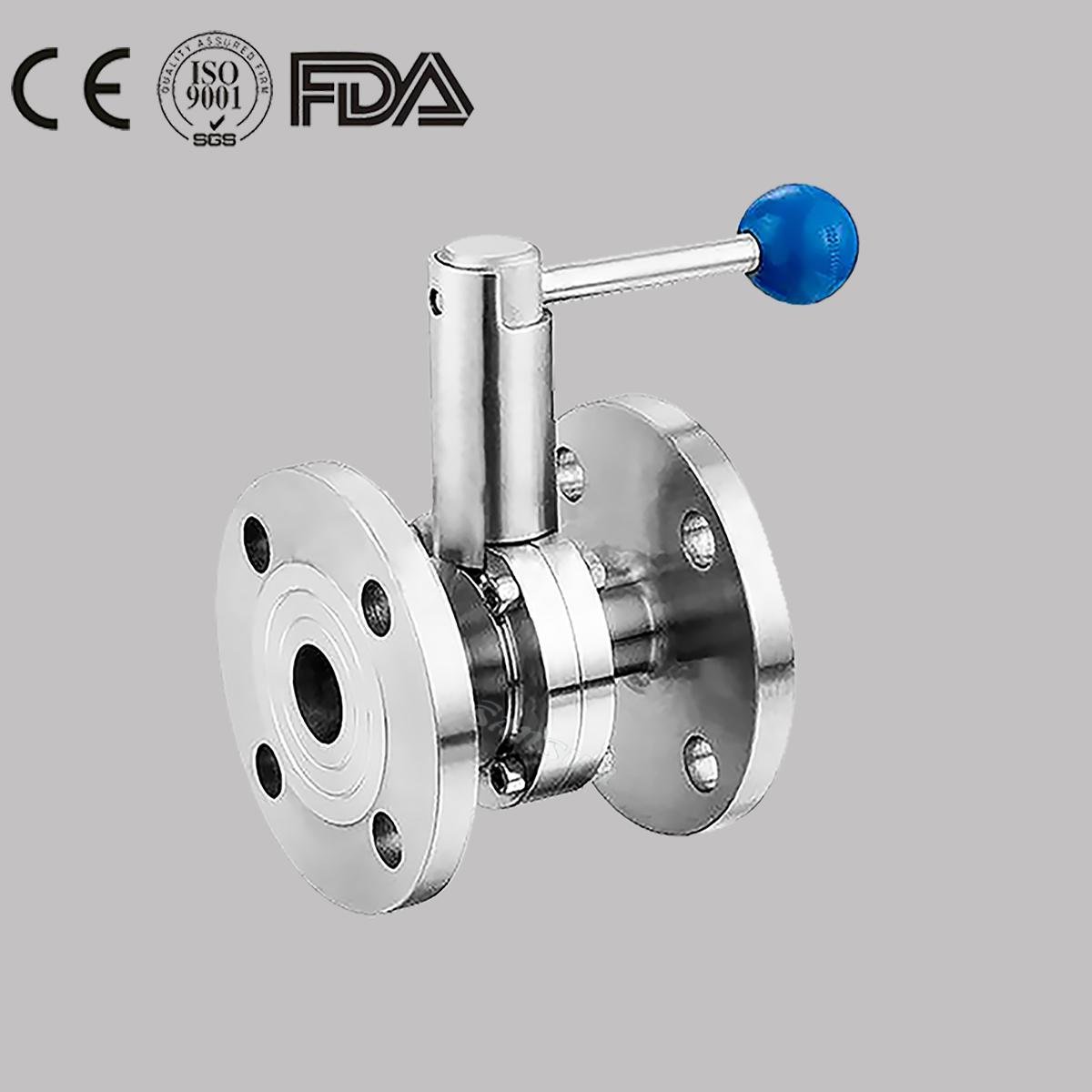 Stainless Steel Food Grade Sanitary Hygienic Manual Flange Male Butterfly Valve 5