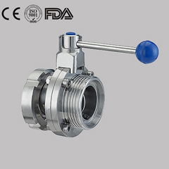 Hygienic Manual Nut Male Sanitary Butterfly Valve Stainless Steel