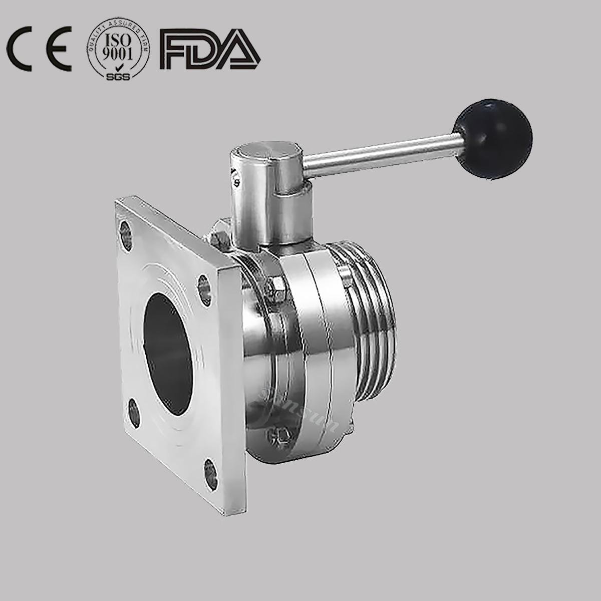 Hygienic Manual Nut Male Sanitary Butterfly Valve Stainless Steel 5