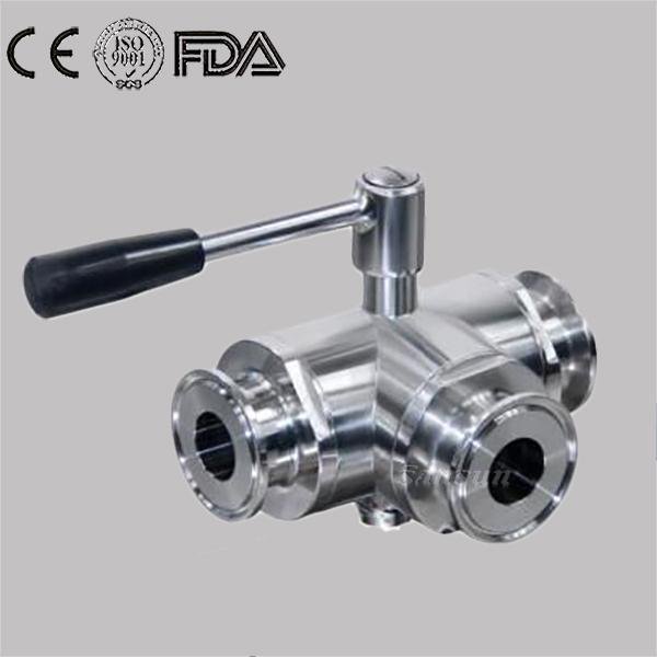 Sanitery Stainless Steel Food Grade Hygienic Manual Clamped 3 Way Ball Valve