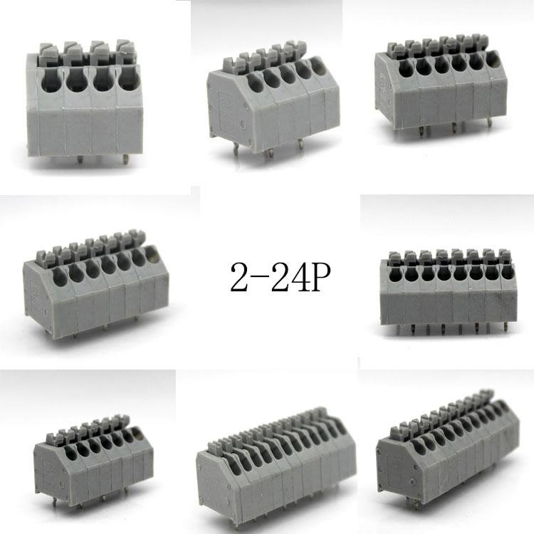 Colorful 250 PCB spring pin block terminal blocks connectors with 2.5mm 3.5mm 2