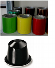 Lacquered aluminium foil for coffee capsules 