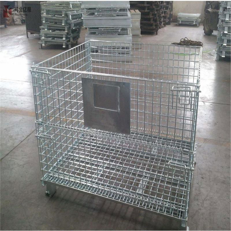 Custom warehouse zinc galvanized foldable collapsible stacking storage steel met