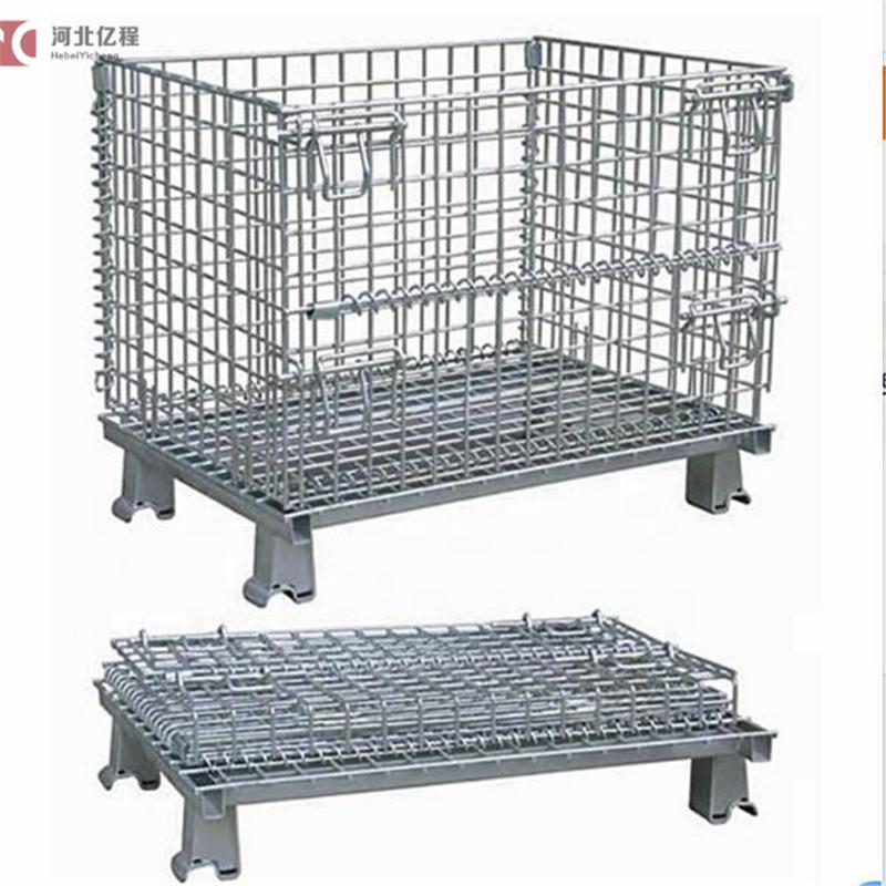 Custom warehouse zinc galvanized foldable collapsible stacking storage steel met 2