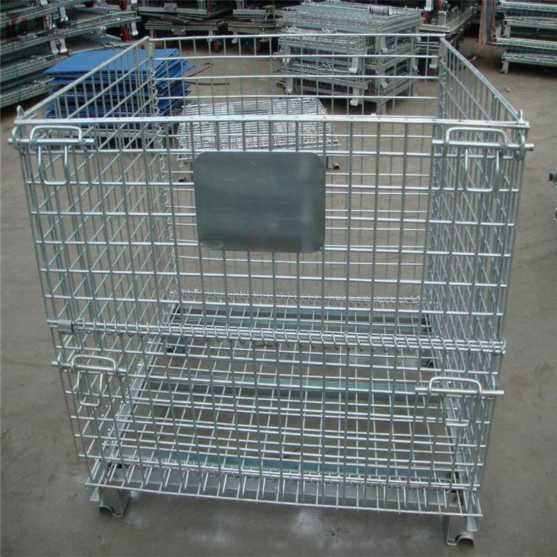 Custom warehouse zinc galvanized foldable collapsible stacking storage steel met 5