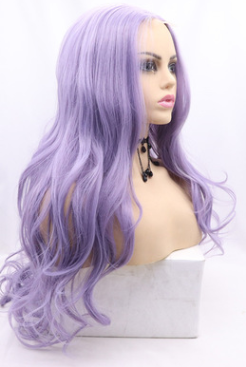 Small front lace wigs purple color  2