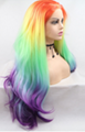Colorful hot -selling long curling front lace wigs  2