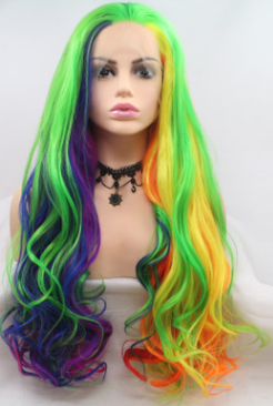 Wholesale hot-selling colorful long curling front lace  wigs for sexy women 4