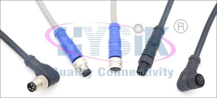 HYSIK航空插头M8弯针插座3芯4针5P6孔8Pin防水IP67/68焊接PCB连接器 5