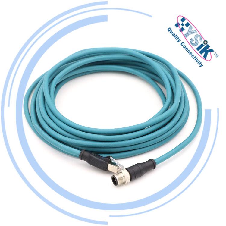  ProfiNet/EtherNet cable 4芯D編碼M12轉RJ45工業以太網線直彎頭