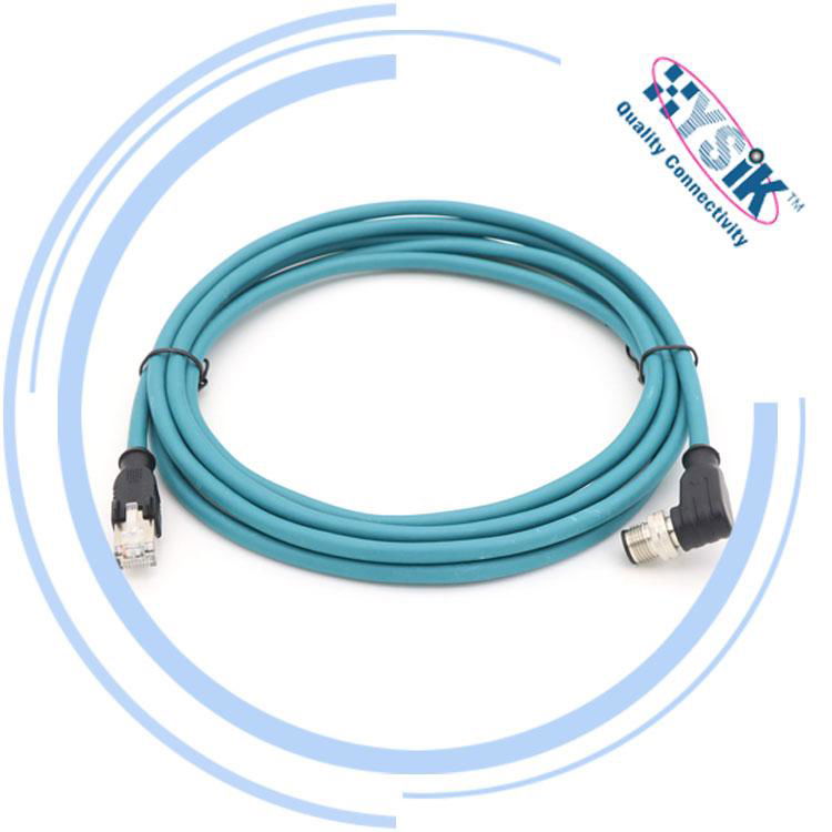  ProfiNet/EtherNet cable 4芯D編碼M12轉RJ45工業以太網線直彎頭 2