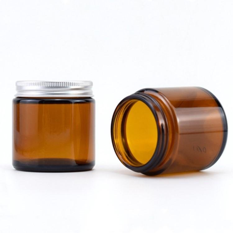 8oz amber glass jar 3oz straight sided amber cosmetic cream jar with black lid 2