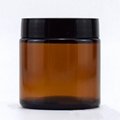 8oz amber glass jar 3oz straight sided amber cosmetic cream jar with black lid 1