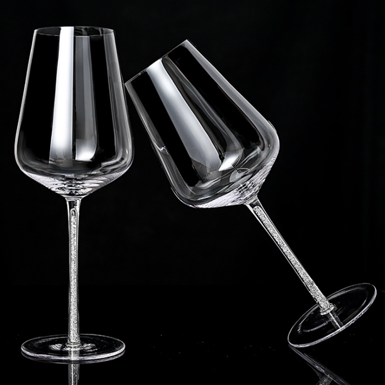 Hand blown rhinestone wine glass 25oz wholesale premium large wine glass with rh 4