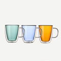Personalized coloured double layer glass mug insulated double wall coffee mug 