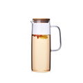 Straight sided glass water pitcher with wooden lid water jug iced tea carafe 3