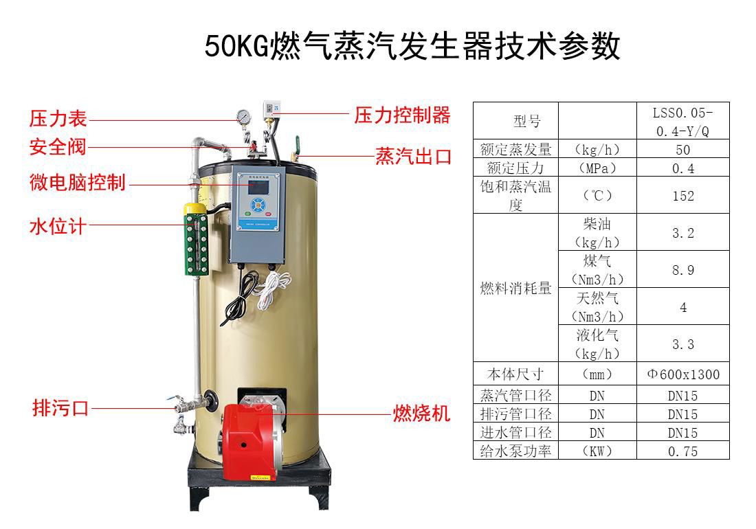 50kg燃氣燃油液化氣柴油蒸汽發生器 2