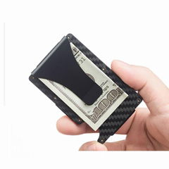 Custom logo RFID Blocking carbon fiber men rfid wallet    