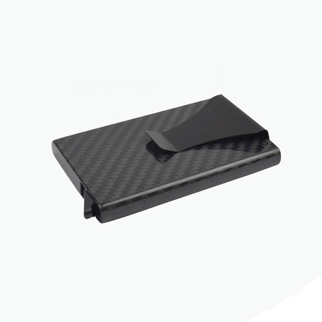 RFID Blocking Carbon Fiber Metal Credit Card Holder With Money Clip Business Car 3