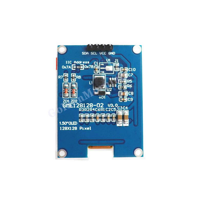 SSD1327 128x128 White Monochrome I2C 1.5 OLED Display Module OLED 1.5 Inch 3