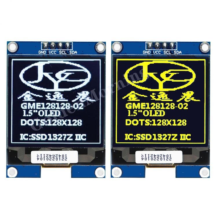 SSD1327 128x128 White Monochrome I2C 1.5 OLED Display Module OLED 1.5 Inch 4