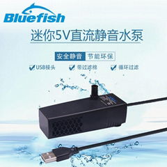 藍魚新款5V迷你桌面魚缸潛水泵帶過濾棉過濾泵微型魚缸過濾循環泵