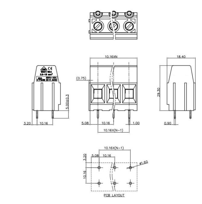 Screw type terminal DG136 LF137T 1016MM large spacing connector AOSI