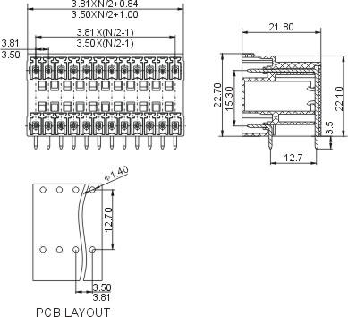 双层插拔式接线端子3.5mm 公母对插连接器 3