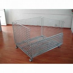 stackable and collapsible wire mesh pallet container box