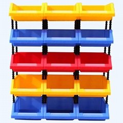 Plastic parts box shelf with different
