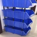 Plastic parts box shelf with different sizes and colors