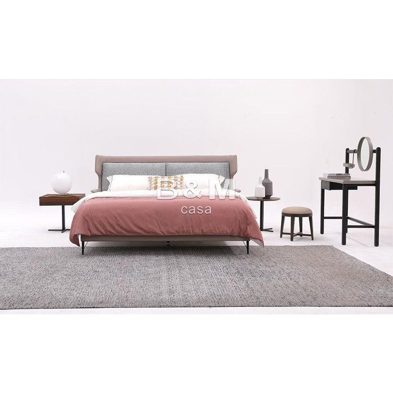 Continental Design Bed   beige upholstered bed    2