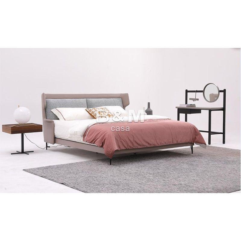 Continental Design Bed   beige upholstered bed    4