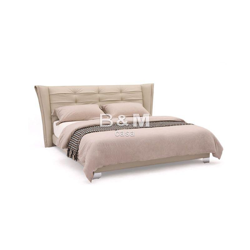 Bed With Unique Headboard   modern leather king size bed  3