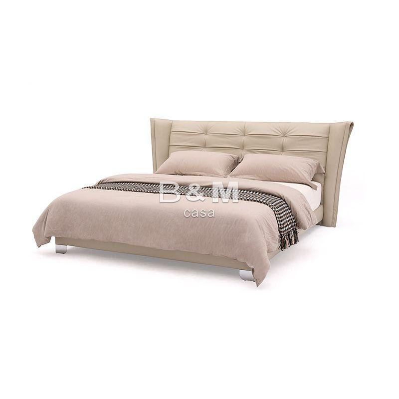Bed With Unique Headboard   modern leather king size bed  4
