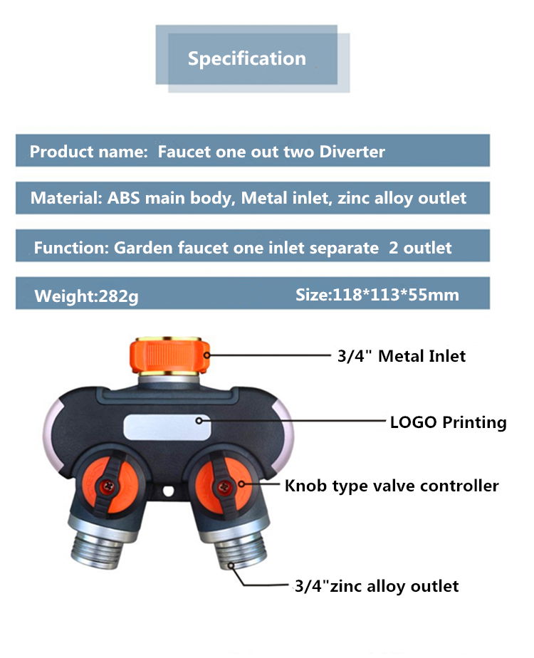 New Disign Garden Hose Quick Coupling 2 Split y-Joint Valve for Hose Tube Water  2