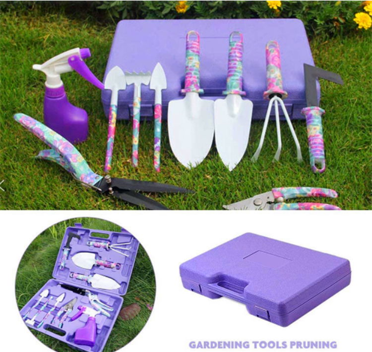 10pcs Garden Hand tool set kits Home gardening Essentials tools set case  2