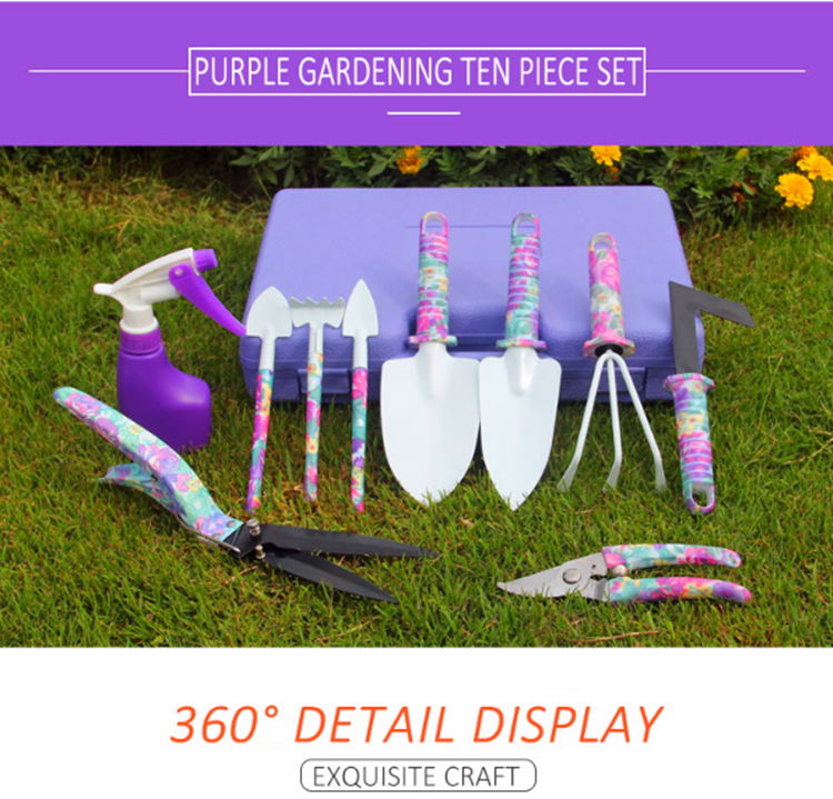 10pcs Garden Hand tool set kits Home gardening Essentials tools set case  3