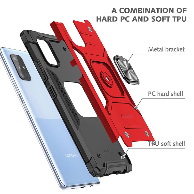 TENCHEN 2 in 1 hybrid pc tpu r   ed shockproof armor case finger ring holder pho 3