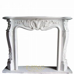 Natural White Marble fireplace for home