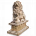 Natural yellow stone marble animal lion statue  2