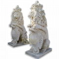 Natural yellow stone marble animal lion statue  4