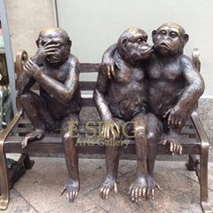 Bronze brass monkey animal statue for home decoration 