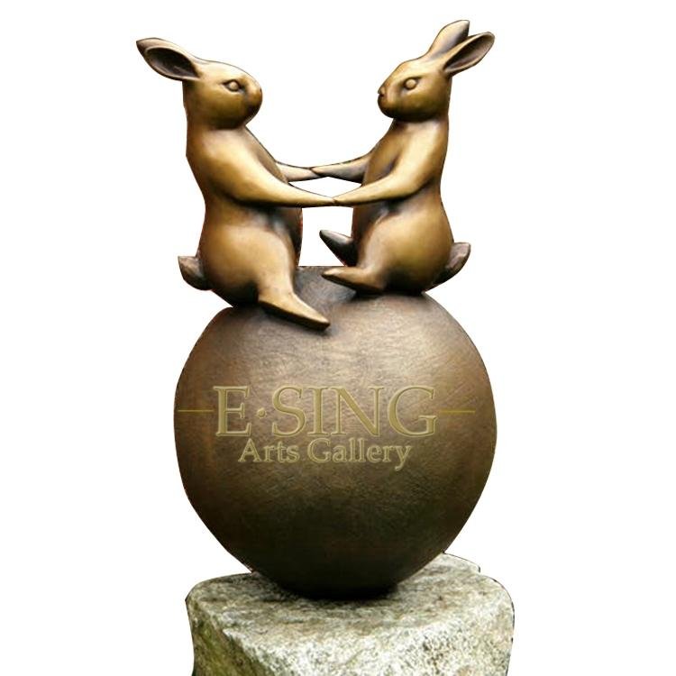 Home decoration bronze statue animal rabbit sculpture 4